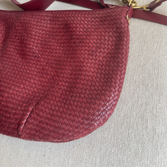 Clare V Woven Leather Hobo Crossbody in Wine - Picture 7 of 8